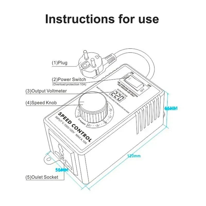 110V or 220V AC Motor Speed Controller Electronic Voltage Regulator LED Temperature and Light Regulation US EUR UK AUS Plug