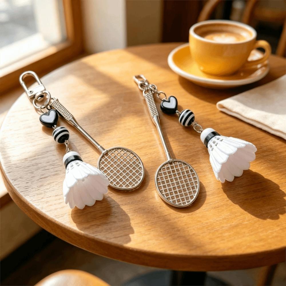 Creative Design Badminton Racket Keychain Badminton Pendant Keyring Bag Ornament