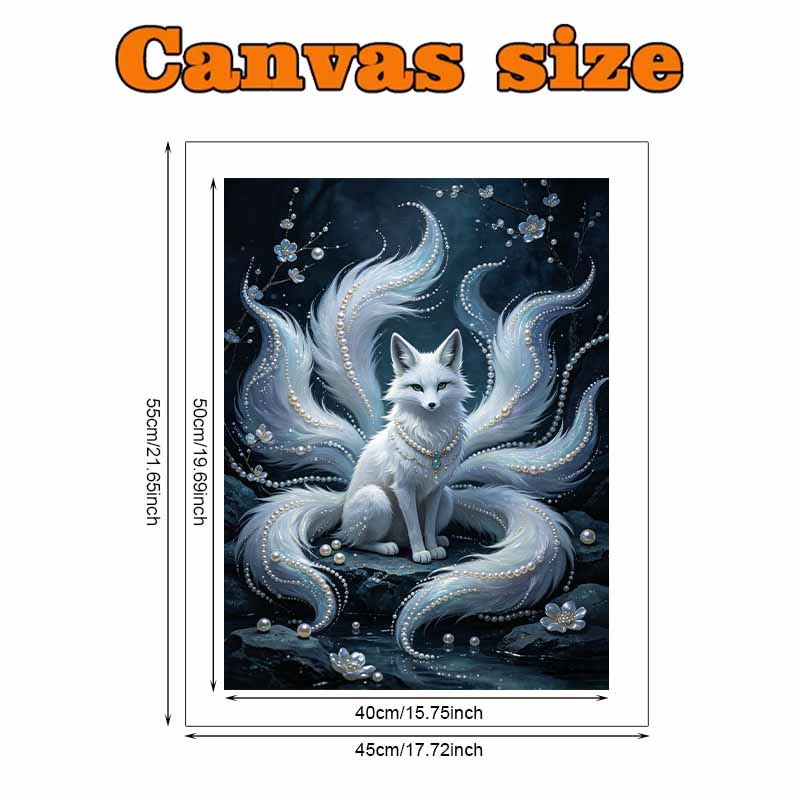 Pearl Art Painting Kit for Adults and Beginners, Mystic White NineTailed Fox Sparkling Painting Craft Home Wall Decor Handmade Gift Art Pieces