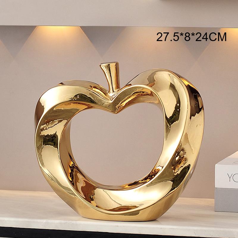 

Гальванизированная керамическая скульптура яблока, вырезанные в форме сердца, скульптура яблока, статуэтка фрукта, скандинавский домашний декор, украшения для винного холодильника