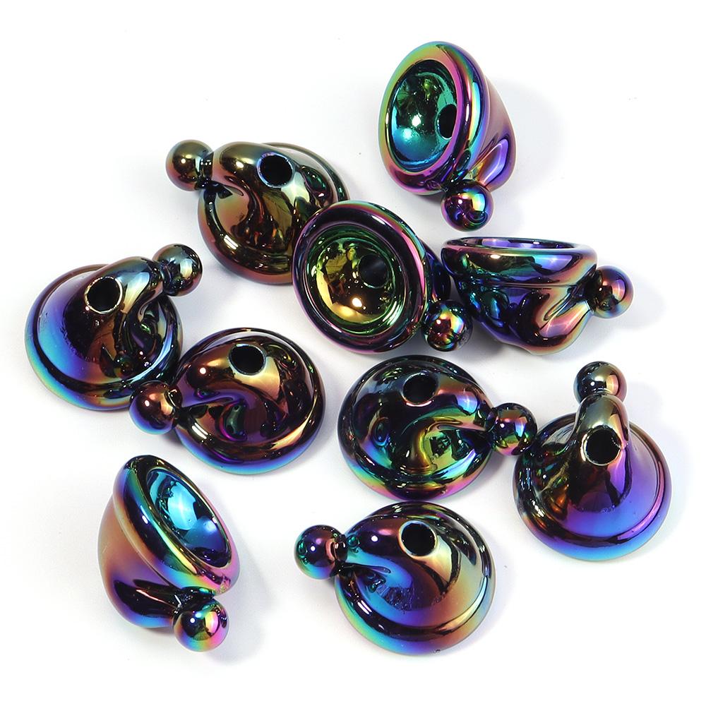 10pcs Christmas Hat Acrylic Beads Plated Color Loose Bead For DIY Jewelry Making Bracelet Necklace Keychain Christmas Decoration