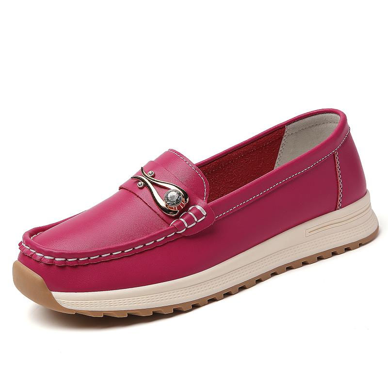 New breathable loafers for women in spring and summer, 100% genuine leather shoes, casual shoes, large sizes 36-44