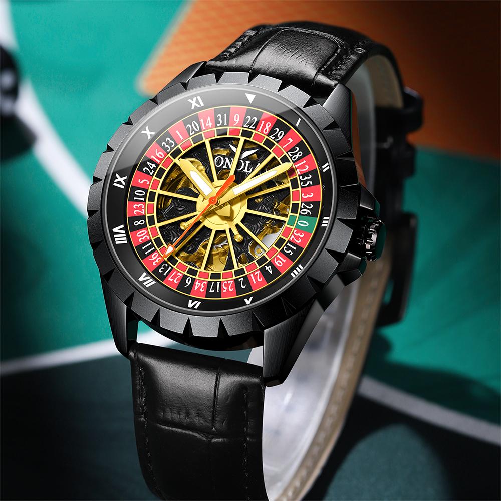 Men Mechanical Watch Creative Rotating Dial Roulette Automatic Wristwatch Luminous Waterproof Watches