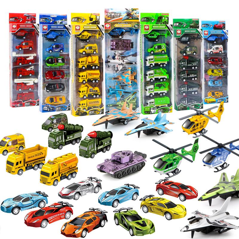 4Pcs/Set Small Rebound Truck For Children Pull Back Ladder Fire Fighting Toy Car Model Educational Cars Kids Toy