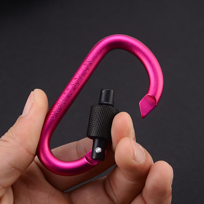 Locking D-Shaped Aluminum Alloy Quickdraw Hook for Backpack or Water Bottle