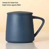 Ceramic Frosted Blue Mug Set with Lids