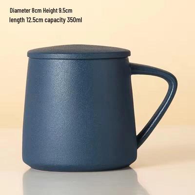 Ceramic Frosted Blue Mug Set with Lids