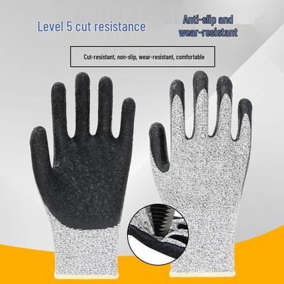Schnittfeste, stichfeste Sicherheits-Latexhandschuhe - Verschleißfest, rutschfest, verdickte Bauhandschuhe
