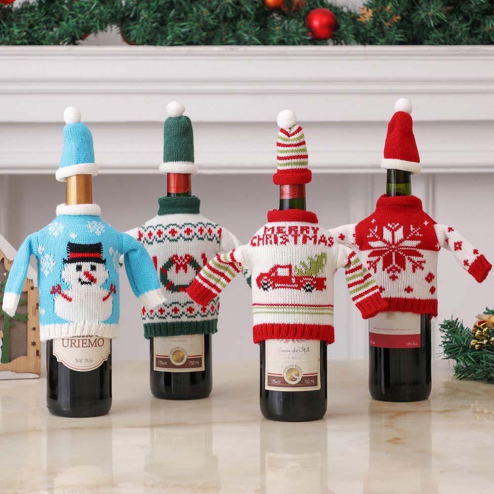 Knitted Clothes with Hats Champagne Wine Bag Portable Wine Pouch Gift  Party Favors