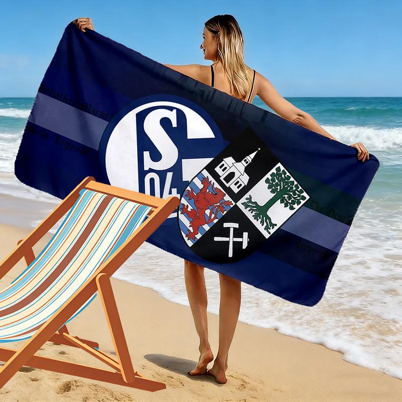 FC Schalke 04 Print Strandtuch, Großes Weiches Schnelltrocknendes Handtuch für Strand Camping Schwimmen