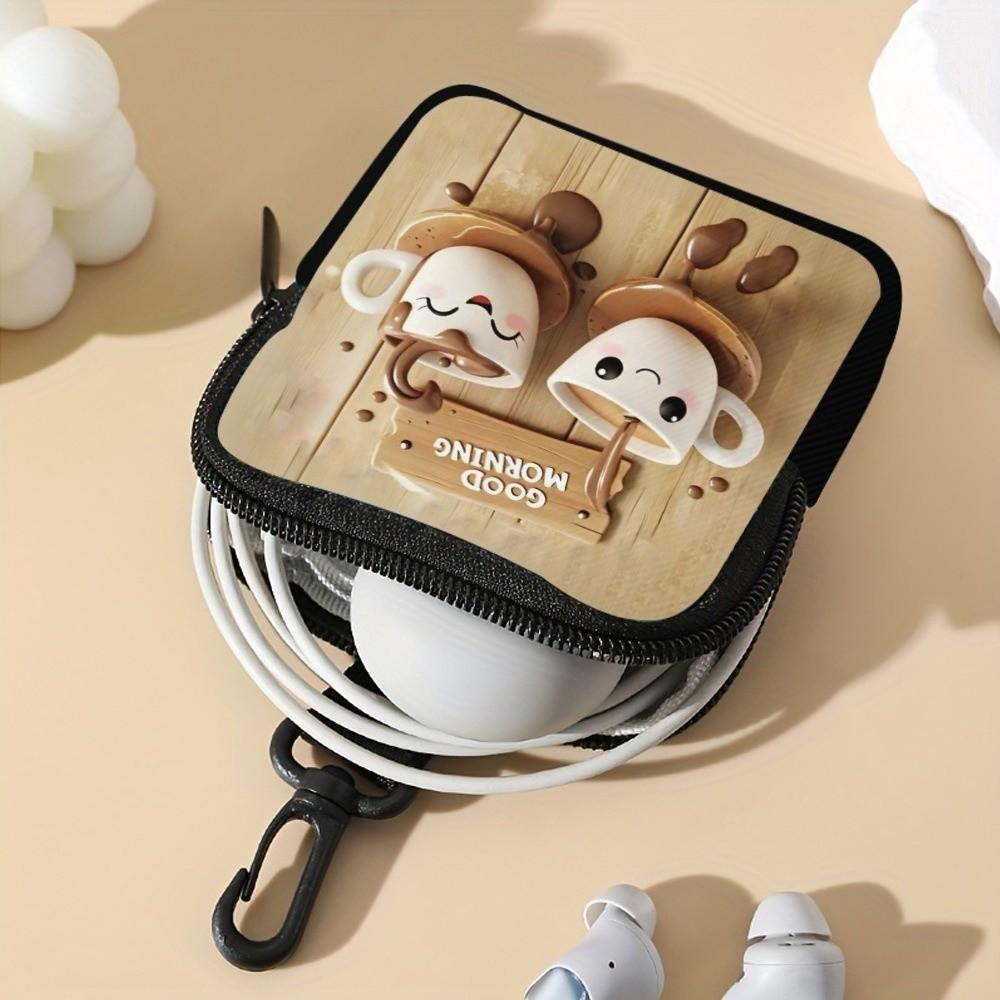 NEW Mini Cute Cat Coin Purse Water-resistant Lightweight Zippered Wallet PVC Portable Earphone Bag Friends Gift