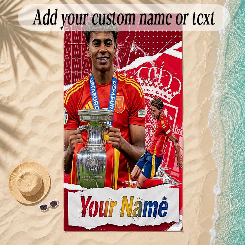 Beach TowelLamine Yamal Custom Name Text Personalized Soft Towel for Beach Pool Indoor Home Decor Gift