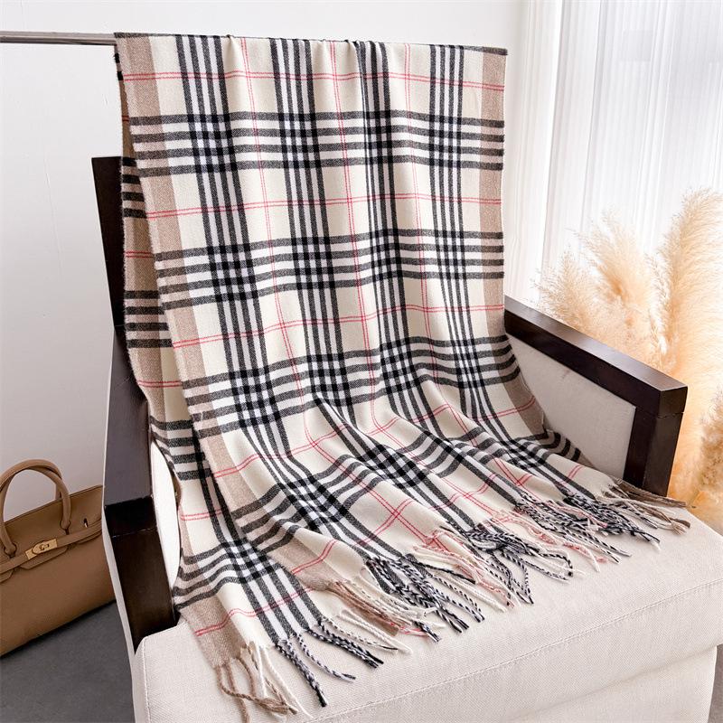 British Style Pattern Autumn And Winter Warm Scarf Women'S Shawl Fashion Versatile Commuter Fringed Imitation Cashmere Scarf