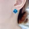 Blue Crystal Stud Earrings For Women Trendy Minimalist Design Luxury Autumn Winter Earrings Small Batch Fashion
