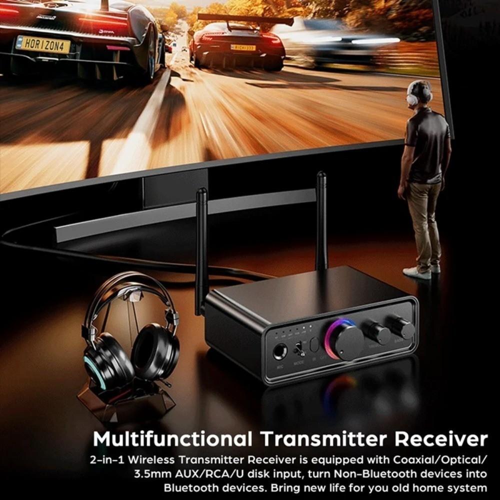 Bluetooth 5.3 DAC Converter Wireless Audio Receiver Transmitter Coaxial Optical 192KHz Digital to Analog Adapter with MIC
