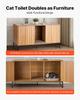 VEVOR Cat Litter Box Enclosure Furniture, 120 Cm Hidden Litter Box Cabinet with Scratch Pad & Storage