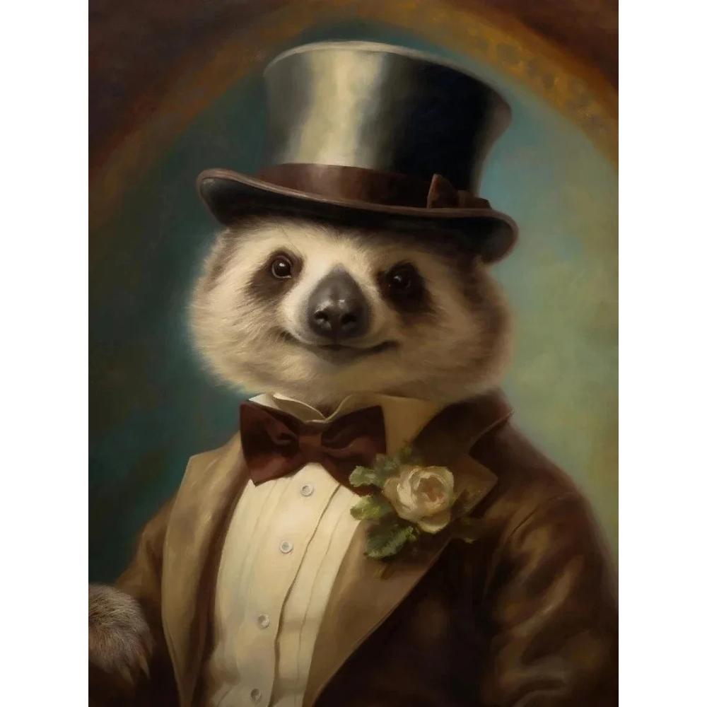 Vintage Palace Aristocrat Gorgeous Costume Animal Tiger Lion Rabbit Art Poster Canvas Paintings Wall Art HD Pictures Home Decor