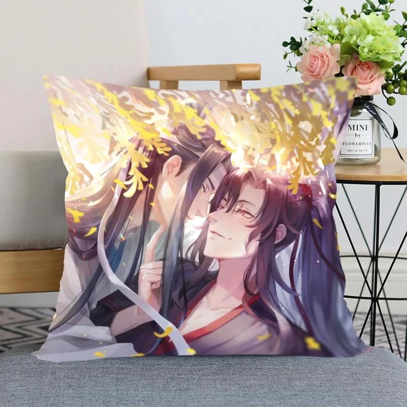 

New Arrival Mo Dao Zu Shi Pillow Cover Bedroom Home Office Decorative Pillowcase Square Zipper Pillow Cases Satin Soft No Fade 45x45cm 18x18in
