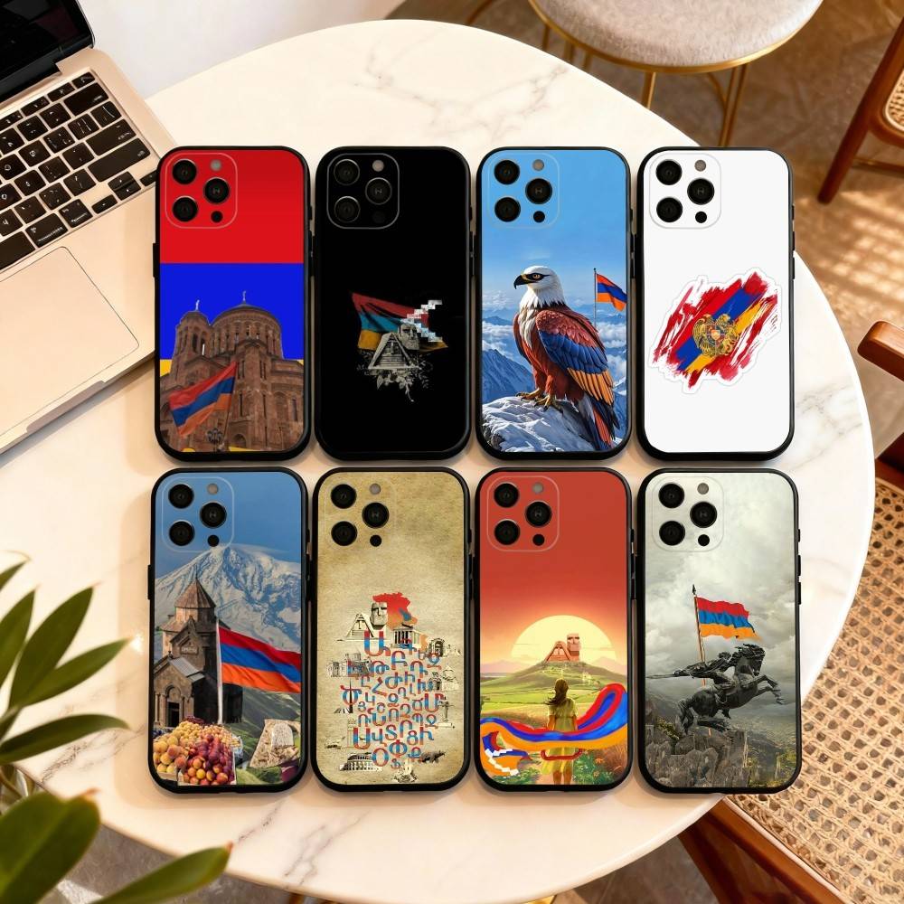 Armenia Flag ART Phone Case For iPhone 17,16,15,14,13,12,11 Plus,Pro Max,XS,Soft Silicone Black Cover