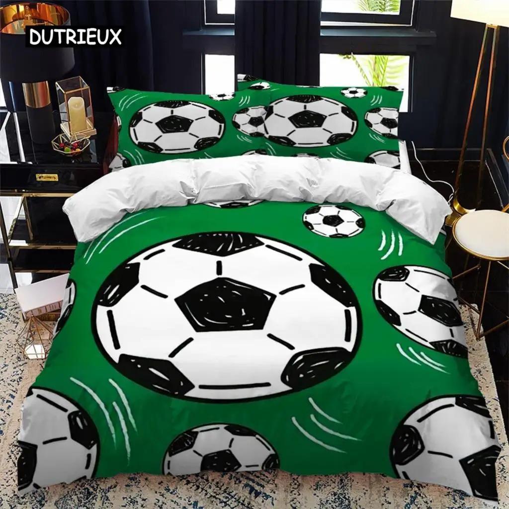 Soccer Duvet Cover Set 23pcs FootBall Print Bedding Set with Comforter Cover and Pillowcases Ball Theme for Kids Teens Adults