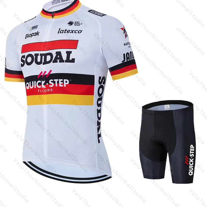 Quick Step Cycling Jersey Set Short Sleeve and Bib Shorts Pro Race Bicycle MTB Ropa Maillot Cycling Clothes Quick-drying