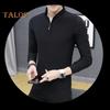 Vår Høst Skjorte Herre Langermet Halv Glidelås Slim Fit Stand Krage Pure Farge Mid Length Pullover Daglig slitasje Business Office Topp
