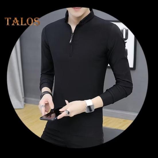 Vår Høst Skjorte Herre Langermet Halv Glidelås Slim Fit Stand Krage Pure Farge Mid Length Pullover Daglig slitasje Business Office Topp