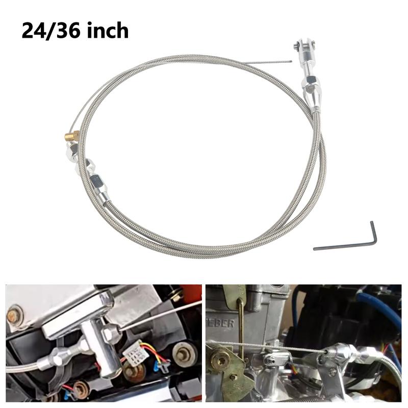 24/36 inch Throttle Gas Cable Kit Stainless Steel Braided For 97-07 Chevrolet/Chevy LS1 Engine 4.8L 5.3L 5.7L 6.0L