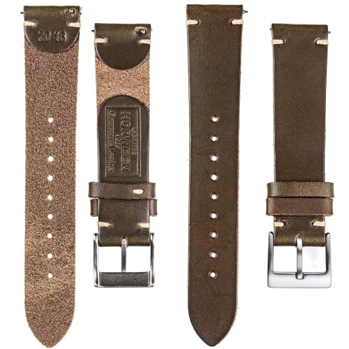 Hemsut Genuine Leather Watch Band, 22mm, Horween Soft Genuine Leather, Vintage Style with Quick Release Tool, Stainless Steel Silver Watch Buckle, Rep
