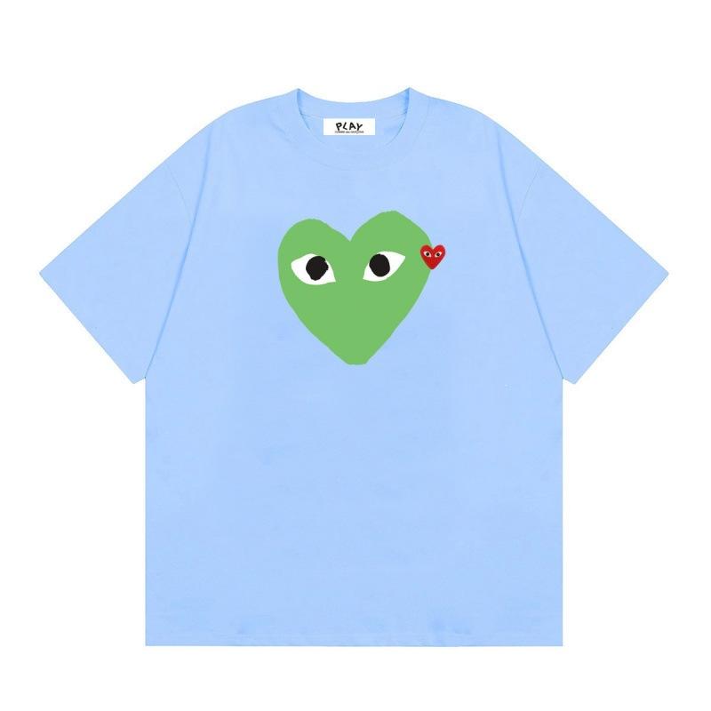 Japanese trendy brand heart-print short-sleeve T-shirt, unisex loose couple's summer casual daily versatile top