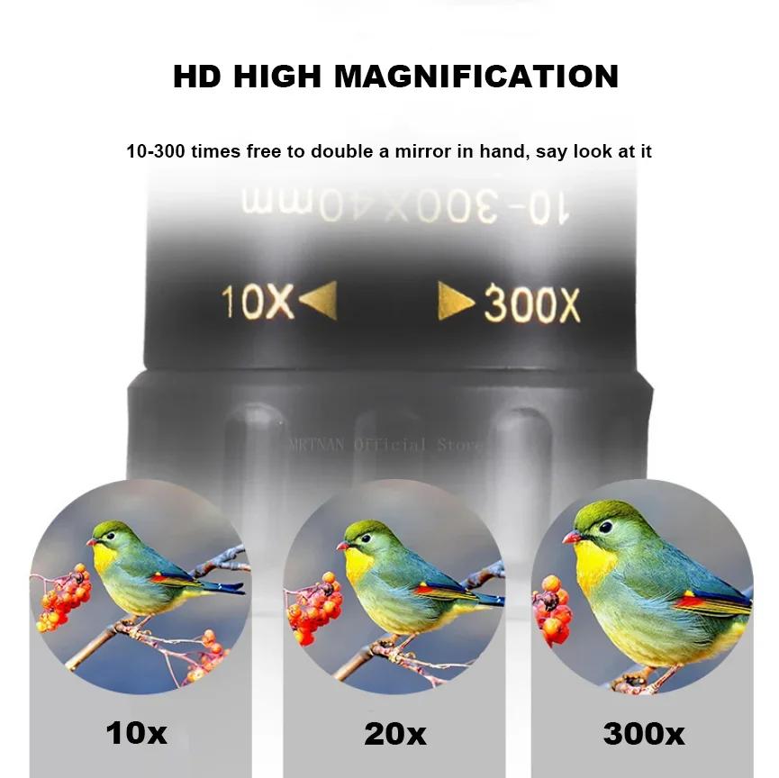 Powerful Binoculars Long Range Metal 10-300x Zoom HD Professional Telescope Monocular for Hunting