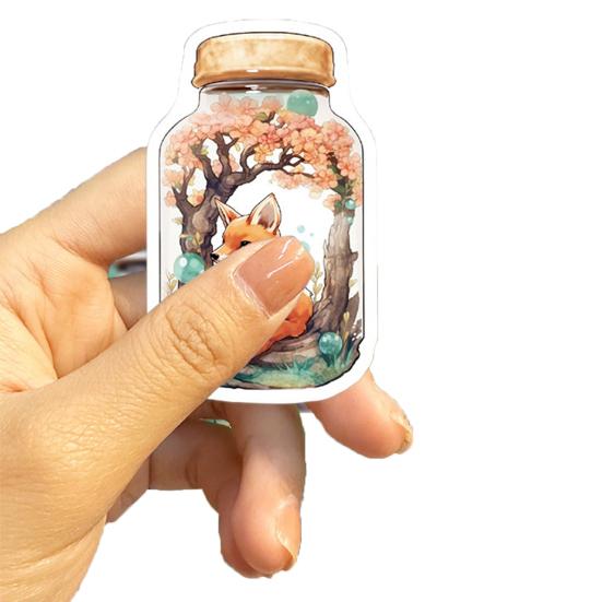 50ks Cartoon World in Bottle Stickers Různé roztomilé skleněné láhve Graffiti obtisky Dekorativní vinylové umělecké samolepky Vodotěsné
