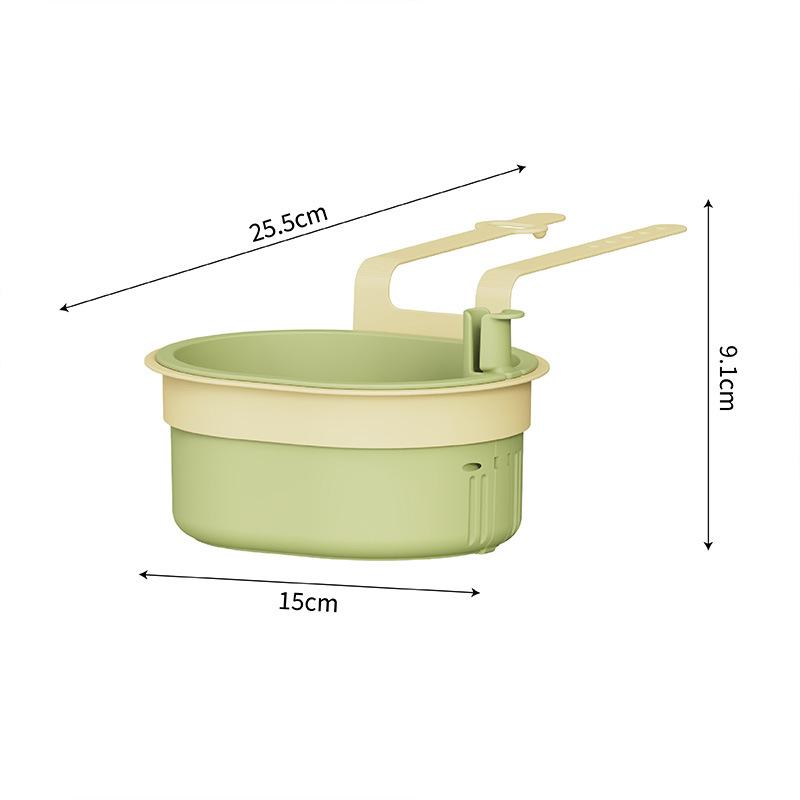 

Sink Drain Basket Hanging Bag Kitchen Sponge Storage Shelf Faucet Drain Hanging Basket Free Punching Pool Side Rack зелёный