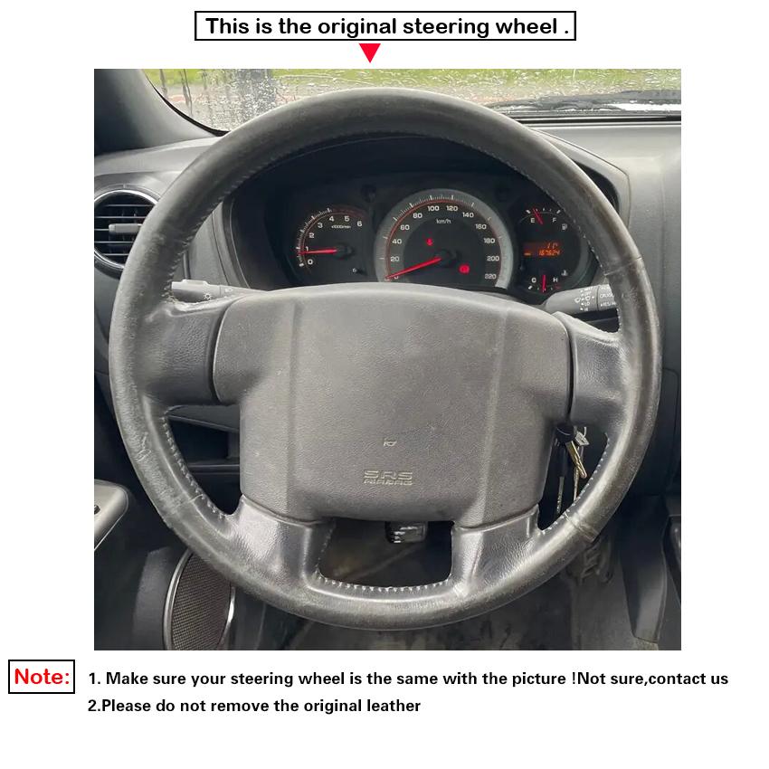 Черный искусственный кожаный нескользящий мягкий чехол на руль автомобиля — фото 4