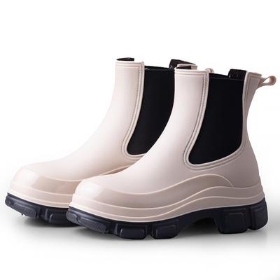 Ins New Stylish Rain Boots Women's Designer Platform Rainshoes Woman Low Heel Ankle Chelsea Boots Trendy Rainy Chunky Booties