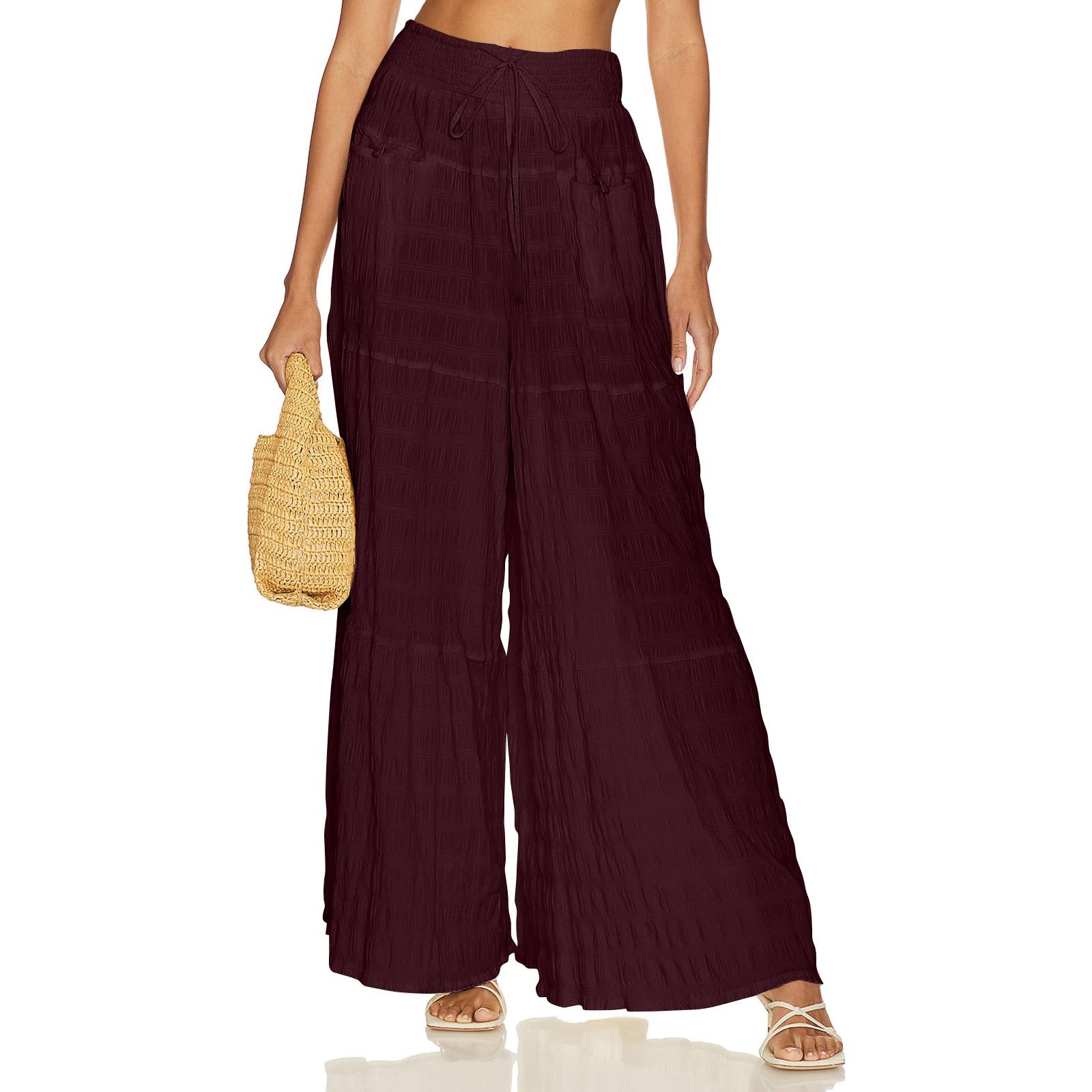 

Women s Sports Fitness Pants Casual Loose High Waist Pants Drawstring Jogging Pants Women s Straight Leg Wide Leg Pants Casual Pants Yoga Pants XXL винний