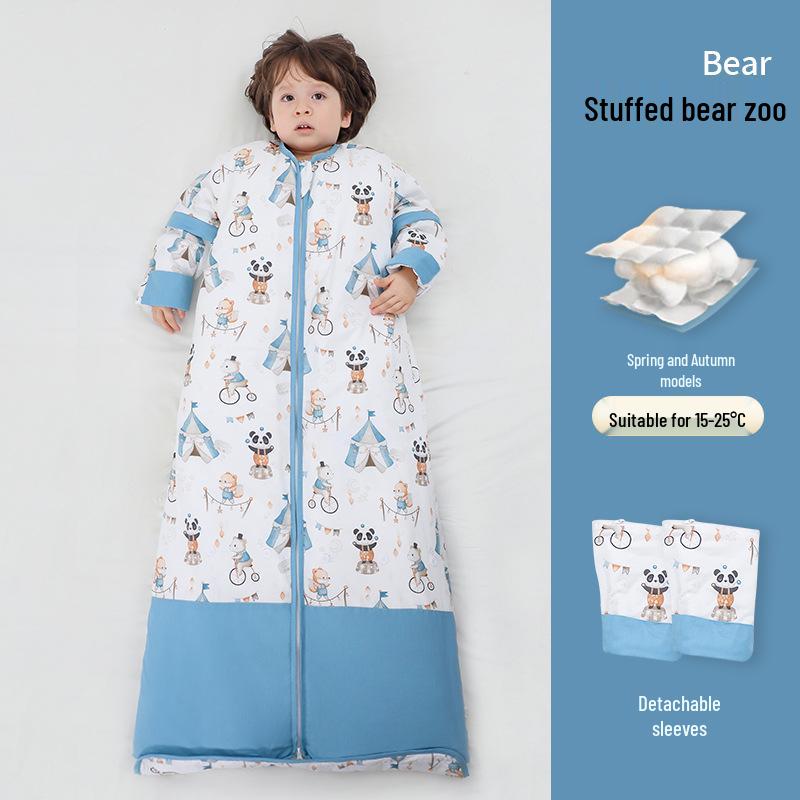 Adjustable Thickened Anti-Kick All-Cotton Baby Sleeping Bag for All Seasons