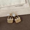 Pearl Zircon 3D Flower Basket Stud Earrings – Luxurious, Unique, Exquisite Fashion for Women