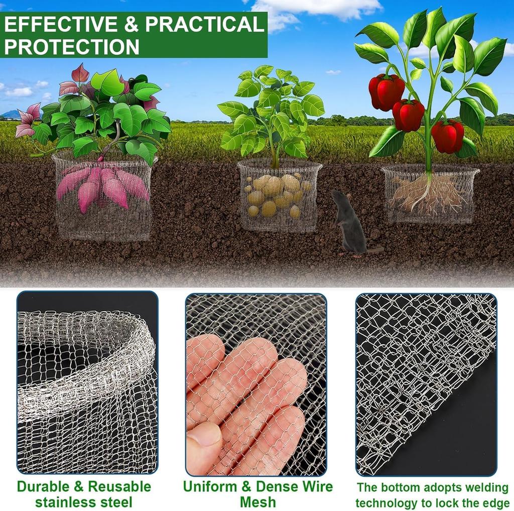 Stainless Steel Plant Root Guard Basket Garden Protection Mesh Bags Fruit Plant Root Gopher Voles Cage Wire Mesh Pest Repellent