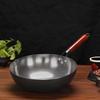 Forged Iron Wok Pan Non-Stick Fish Scale Skillet Pot Even Heating Ergonomic Handle Cooking Pot for Frying Stewing Steaming