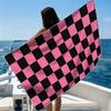 Pink Black Checkerboard Beach Towel Ultra-fine Fiber Quick Drying Absorbent Beach Swimming Vacationvacation Essentials Gifts
