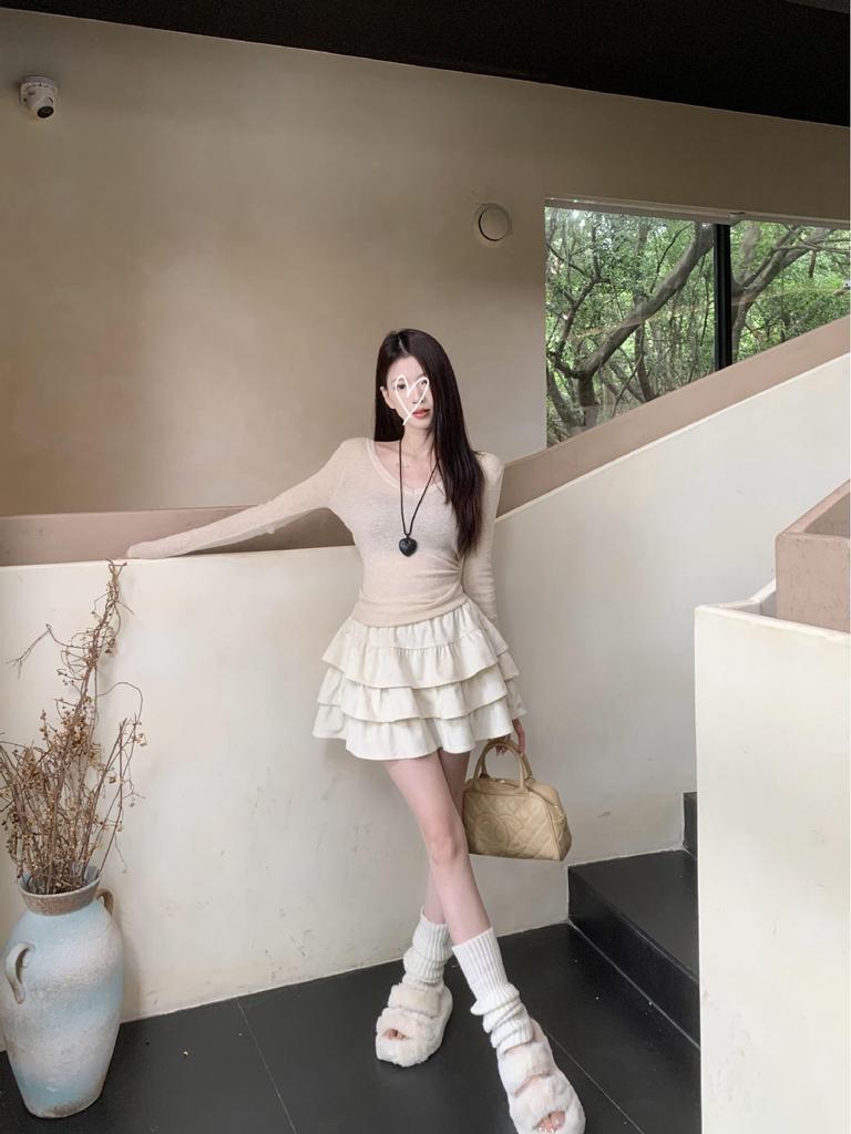 Double-Sided Fleece Ballet-Style Puffy Midi Skirt - High Waist, Slimming A-Line Design, Autumn/Winter for Women