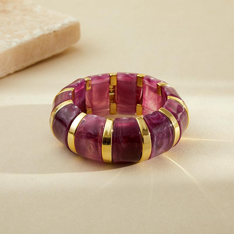 Bohemian Acrylic Elasticity Bracelet Exaggerate Women Simple Geometric Cuff Jewelry  Accessories