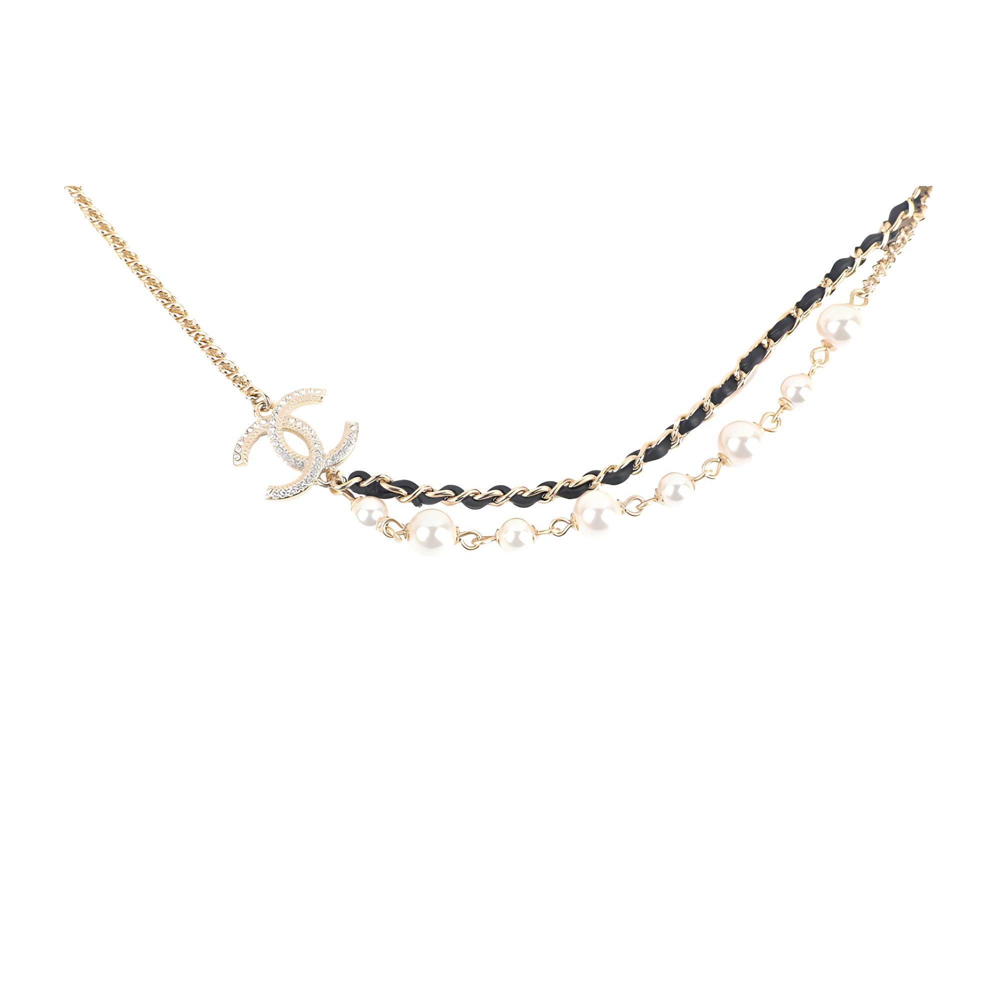 

Шкіряне ланцюгове коротке намисто-чокер Chanel для жінок AB6983-B06591-NF113 Gold,F