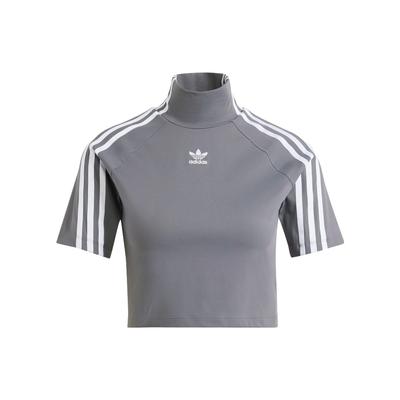 Originals Çizgili Logo Nakış Slim Fit Balıkçı Yaka Kısa Kollu Tişört Kadın Üstler Koyu Gri IV9322
