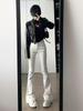 Women's Slimming Elastic High-Waisted White Micro-Flare Jeans - Spring/Autumn Style