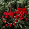 Red Fabric Velvet Bow Christmas Ornament Christmas Grape Hanging Decorations  Fireplace Decor