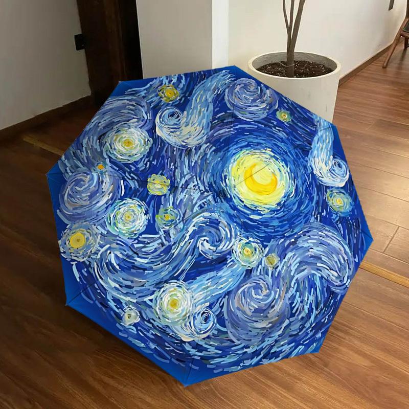 1pc Starry Night Automatic Folding Umbrella, Heavy-Duty 8-Rib Construction, Perfect for Everyday Yy251114121