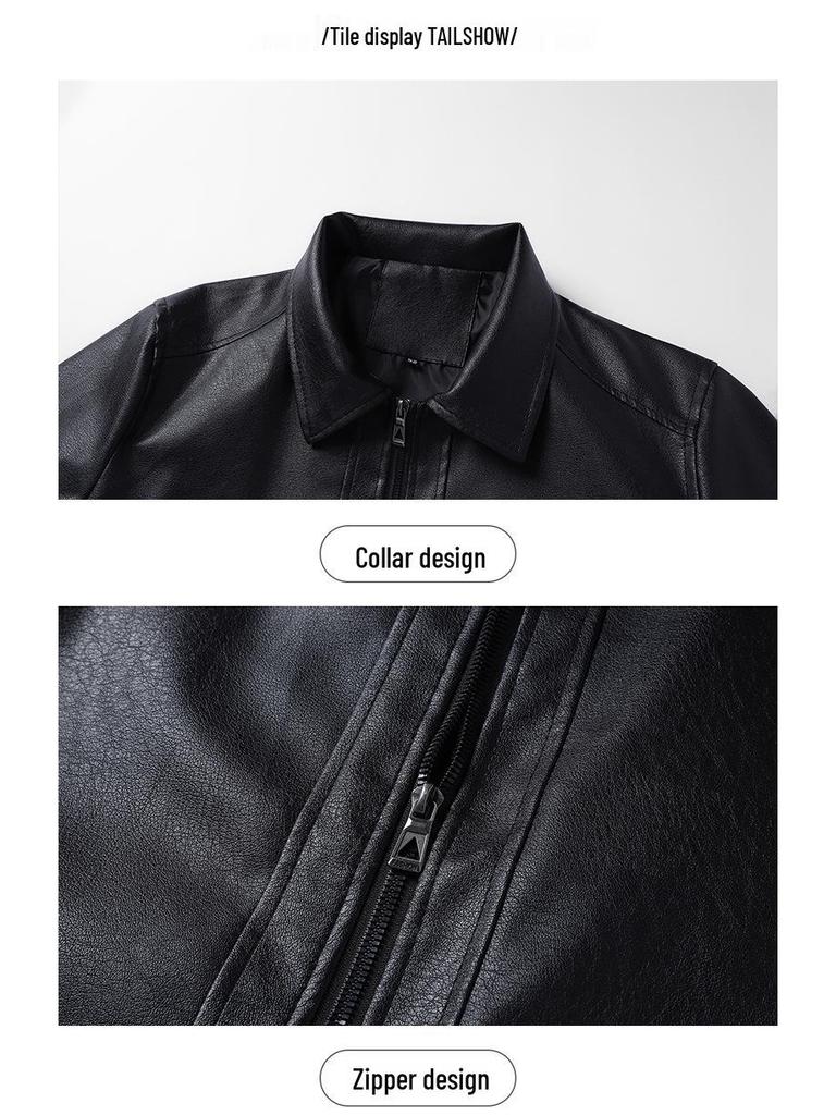Men's Casual Leather Jacket - Spring & Autumn Motorcycle Flight Coat