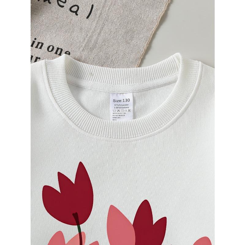 Kids Sweatshirt ,Crew Neck Fashion Top, Fun"Tulip Flower Garden " Sweatshirt, Suitable for Everyday Casual Wear,Perfect for All Kinds of Daily Outfits